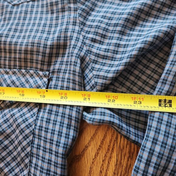 Wrangler Plaid Shirt Permanent Press Long Sleeve Tails Pearl Snap USA Large - Picture 9 of 11